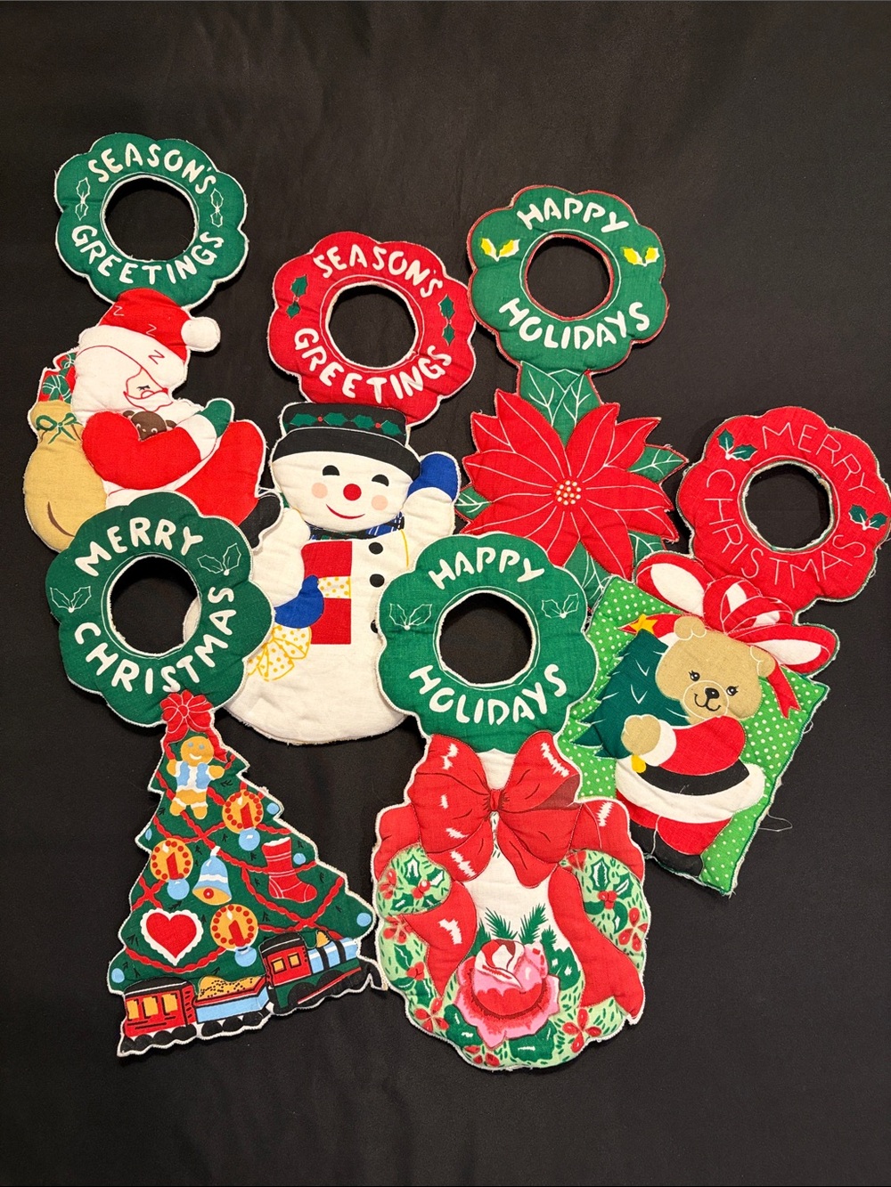 Vintage Holiday Fabric Doorknob Hanger - Set of 6 - 100% Cotton